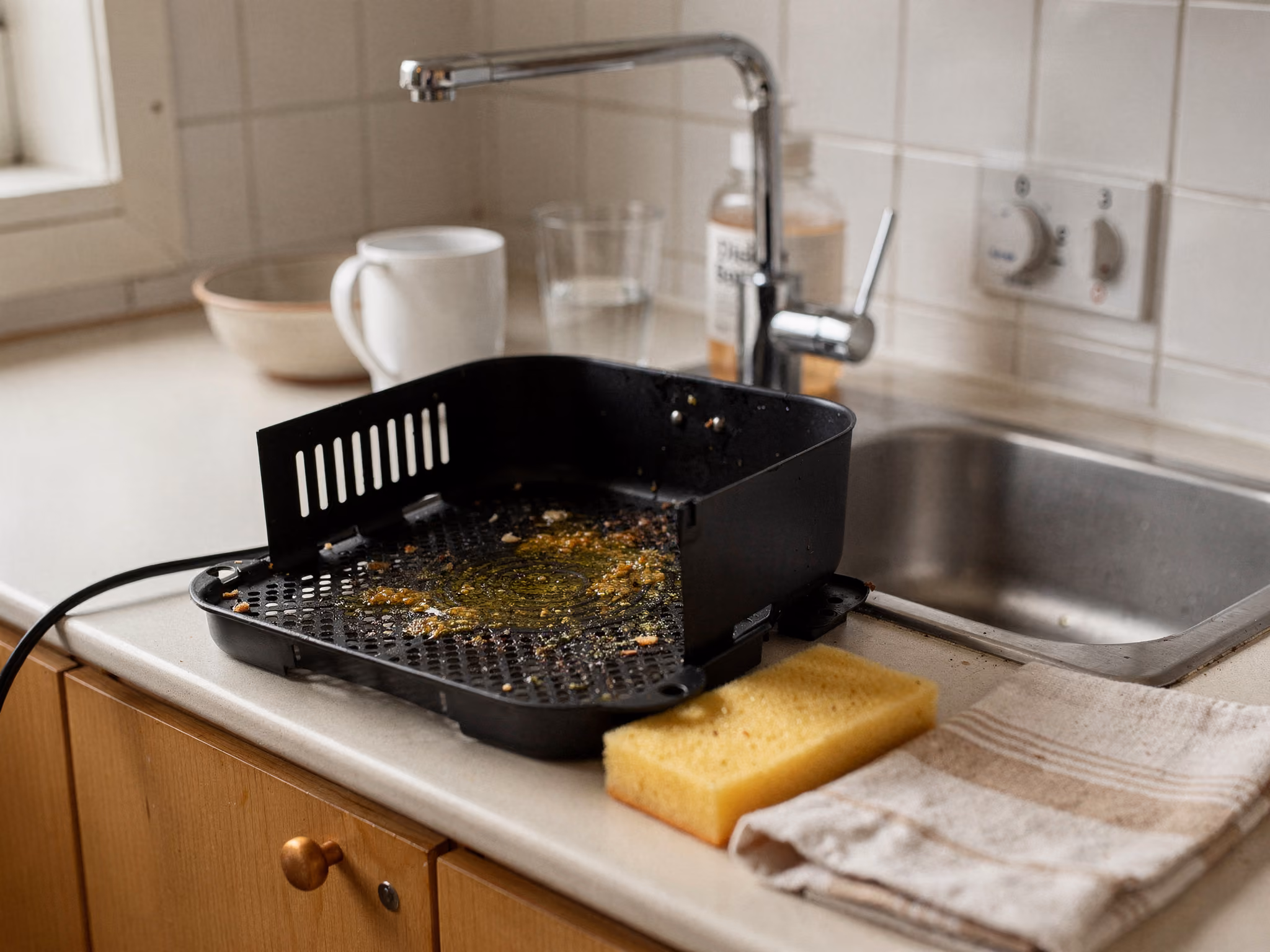 Airfryer-korin puhdistettavuuden arviointi käytön jälkeen